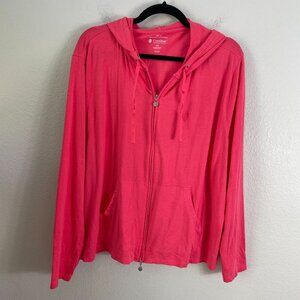 Coolibar Womens Plus XXL UPF 50+ Seaside Zip Hoodie Sun Protection Pink Jacket